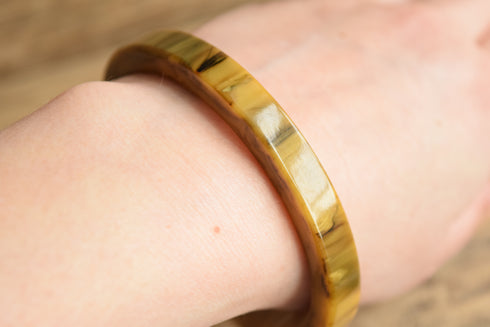 Black Marbled Square Edge Bakelite Bangle